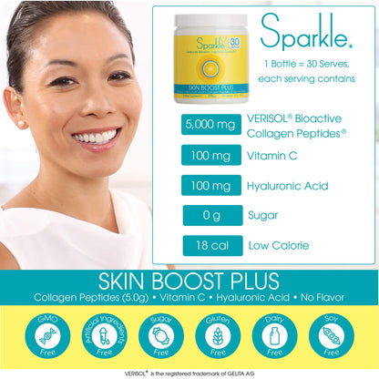 Hydrolyzed Collagen Powder - Sparkle Skin Boost Plus (No Flavor) [30-Serves] Verisol Pept Sparkle CollagenBuy Supplements Australia