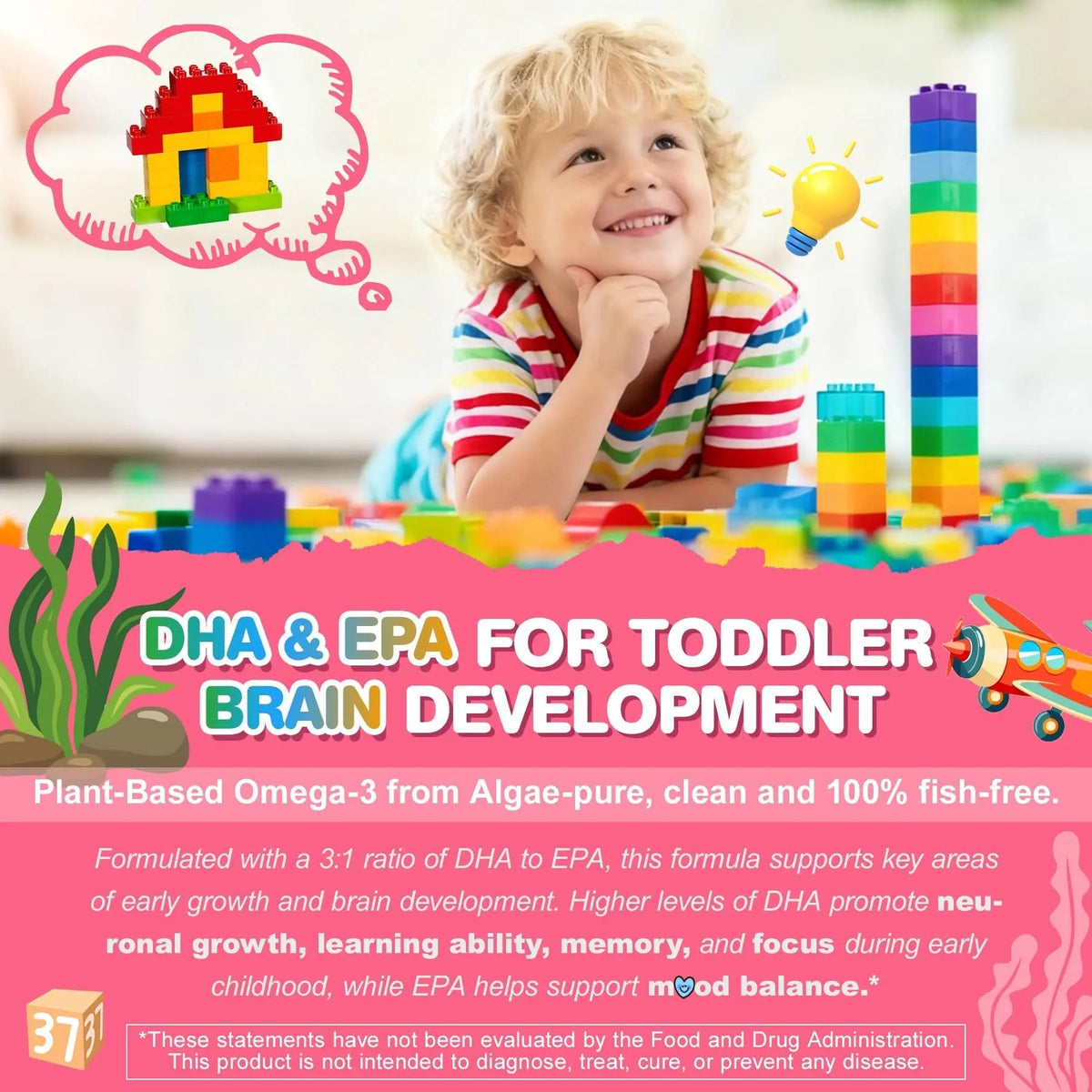 Organic Toddler Multivitamin Gummies + Omega-3 (DHA/EPA), Postbiotics | kids 2+ multivitamin | Vitamins A C D3 Methyl B12 Folate Zinc EnvyCure