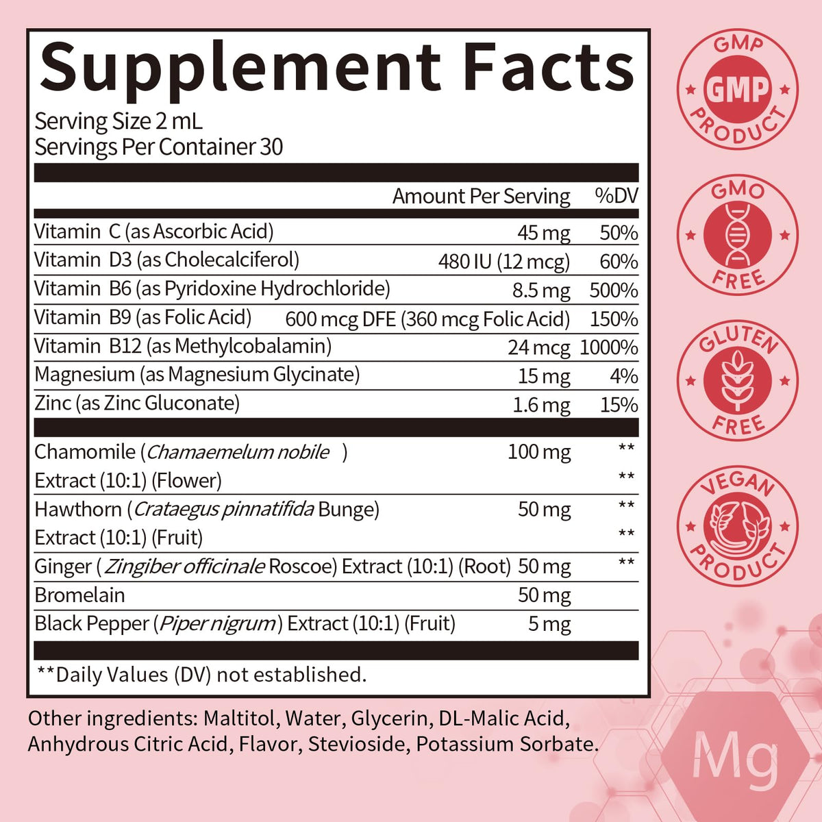 (2 Pack) Magnesium Glycinate Liquid with Chamomile, Hawthorn & Ginger for Stress Relief and Digestive Comfort, Fast Absorption, Non-GMO, Vegan Formula, Sugar Free, Strawberry Flavor, 4 Fl OZ GPGP GreenPeopleBuy Supplements Australia