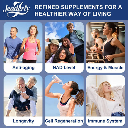 Jeaderly 1100mg NMN & Trans-Resveratrol, 3-in-1 Supplement, 60 Veggie Capsules – Supports NAD+ Boost*, Cellular Energy, Immune Function, Muscle Health & Anti-Aging, 30-Day Supply JeaderlyBuy Supplements Australia
