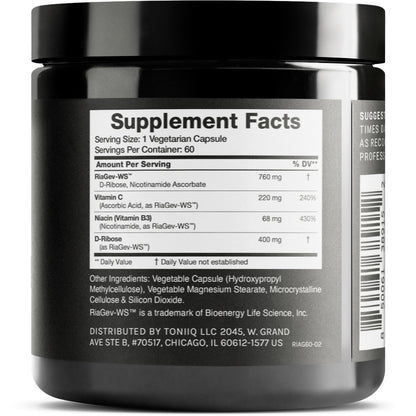 Toniiq Ultra High Potency 1400mg NAD Supplement - NAD+ Nicotinamide B3 Blend with D-Ribose, Niacin -with RiaGev - 3rd Party Tested Toniiq buy supplements Au