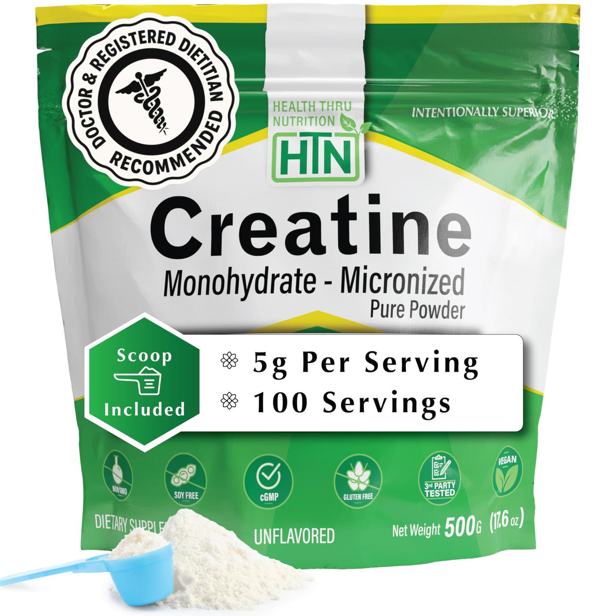 Health Thru Nutrition Creatine Monohydrate Micronized Powder – 500g Pure Unflavored – 5g Per Scoop – Workout Support, Muscle Fuel and Recovery Bulk Supplement | Non-GMO, Vegan Health Thru NutritionBuy Supplements Australia