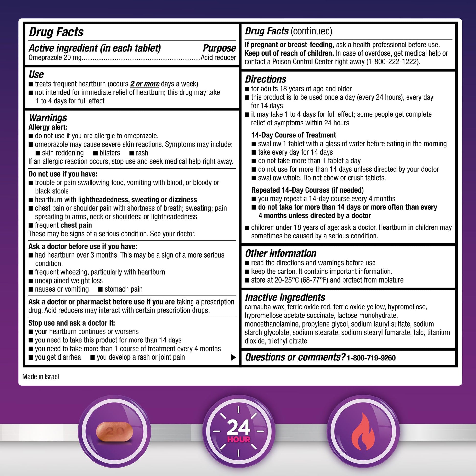 GoodSense Omeprazole Delayed Release Tablets 20 mg, Stomach Acid Reducer for Frequent Heartburn Treatment, 42 Count GoodSense buy supplements Au