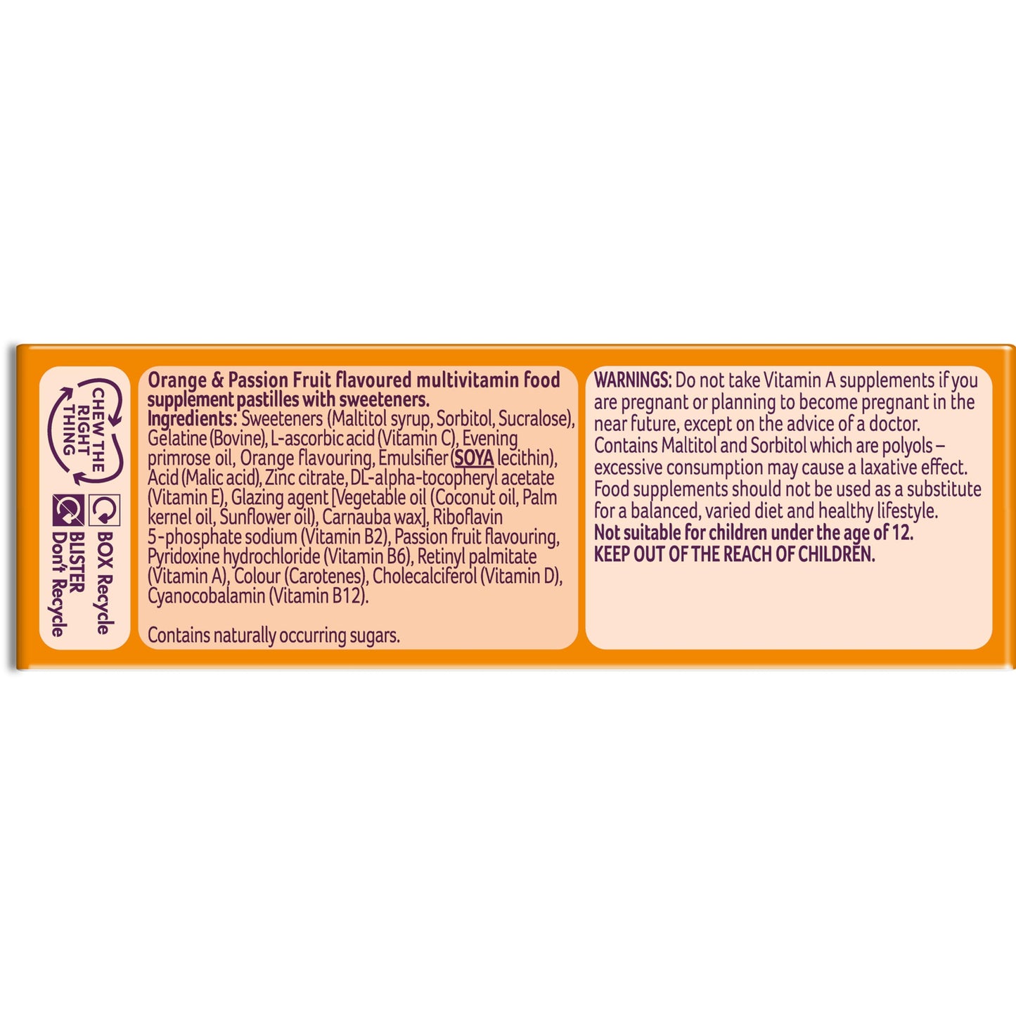 Bassetts Vitamins 12-18 EPO Orange & Passion Fruit 30's, 94.2 g, Orange and passionfruit Bassetts VitaminsBuy Supplements Australia