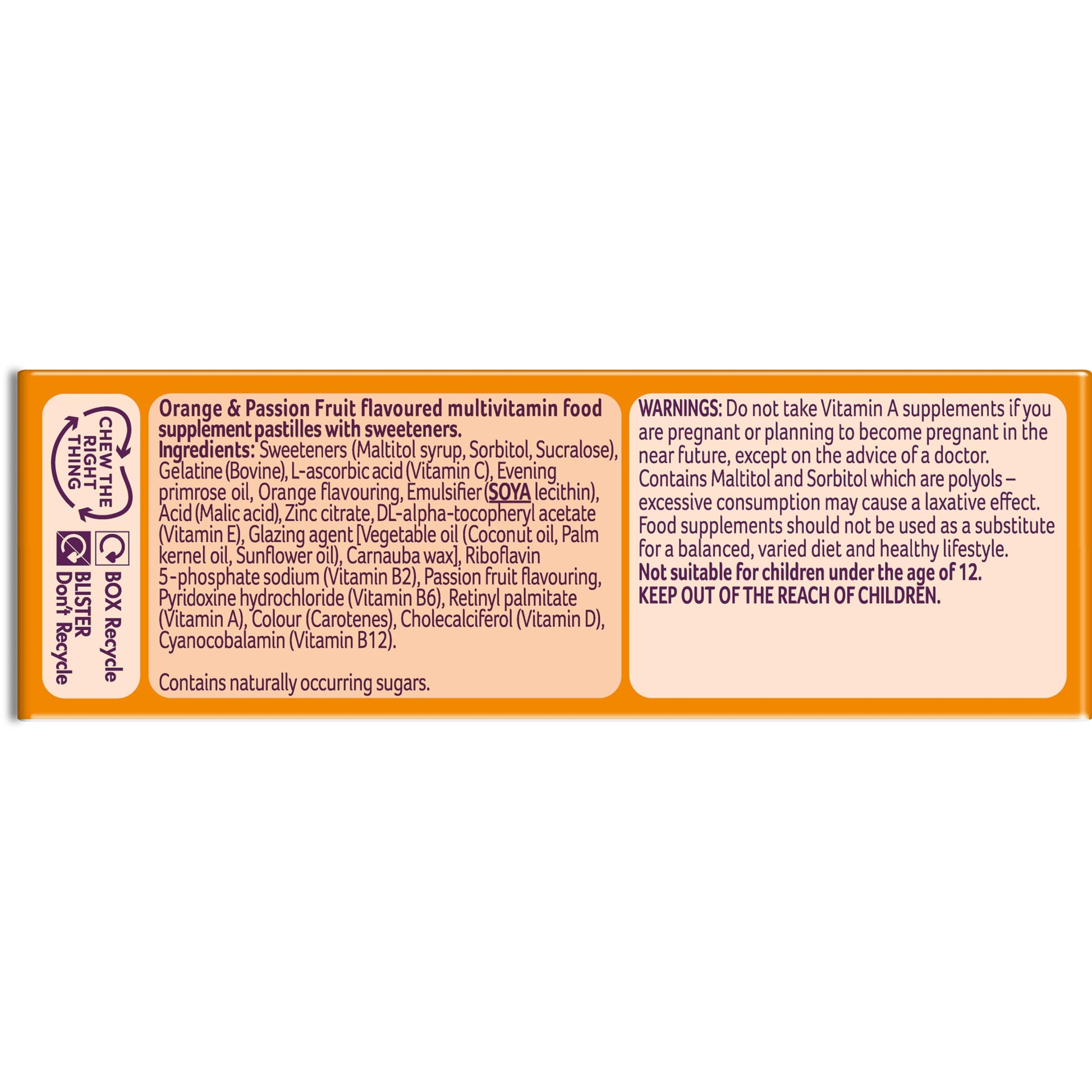 Bassetts Vitamins 12-18 EPO Orange & Passion Fruit 30's, 94.2 g, Orange and passionfruit Bassetts VitaminsBuy Supplements Australia