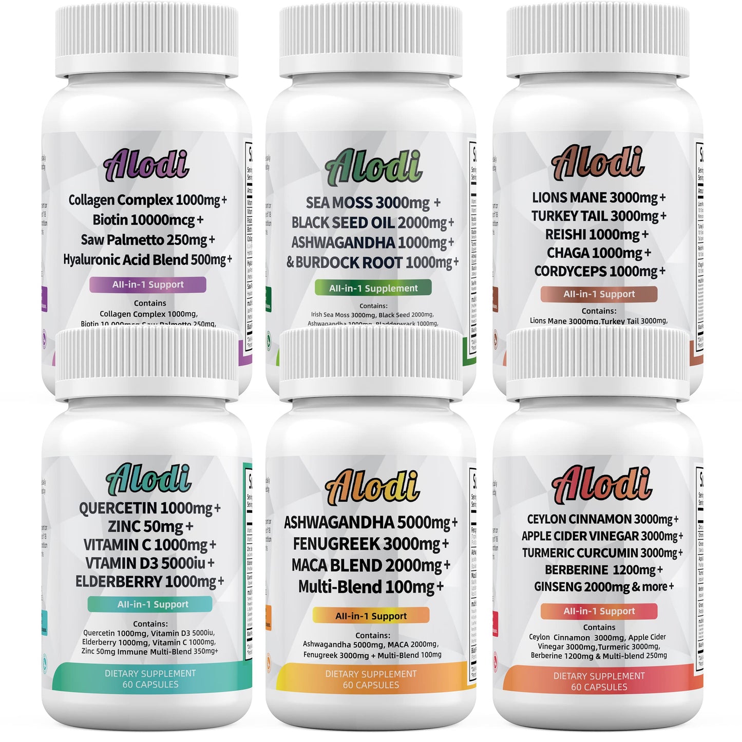 Sea Moss 3000mg Black Seed Oil 2000mg Ashwagandha 1000mg Turmeric 1000mg AlodiBuy Supplements Australia