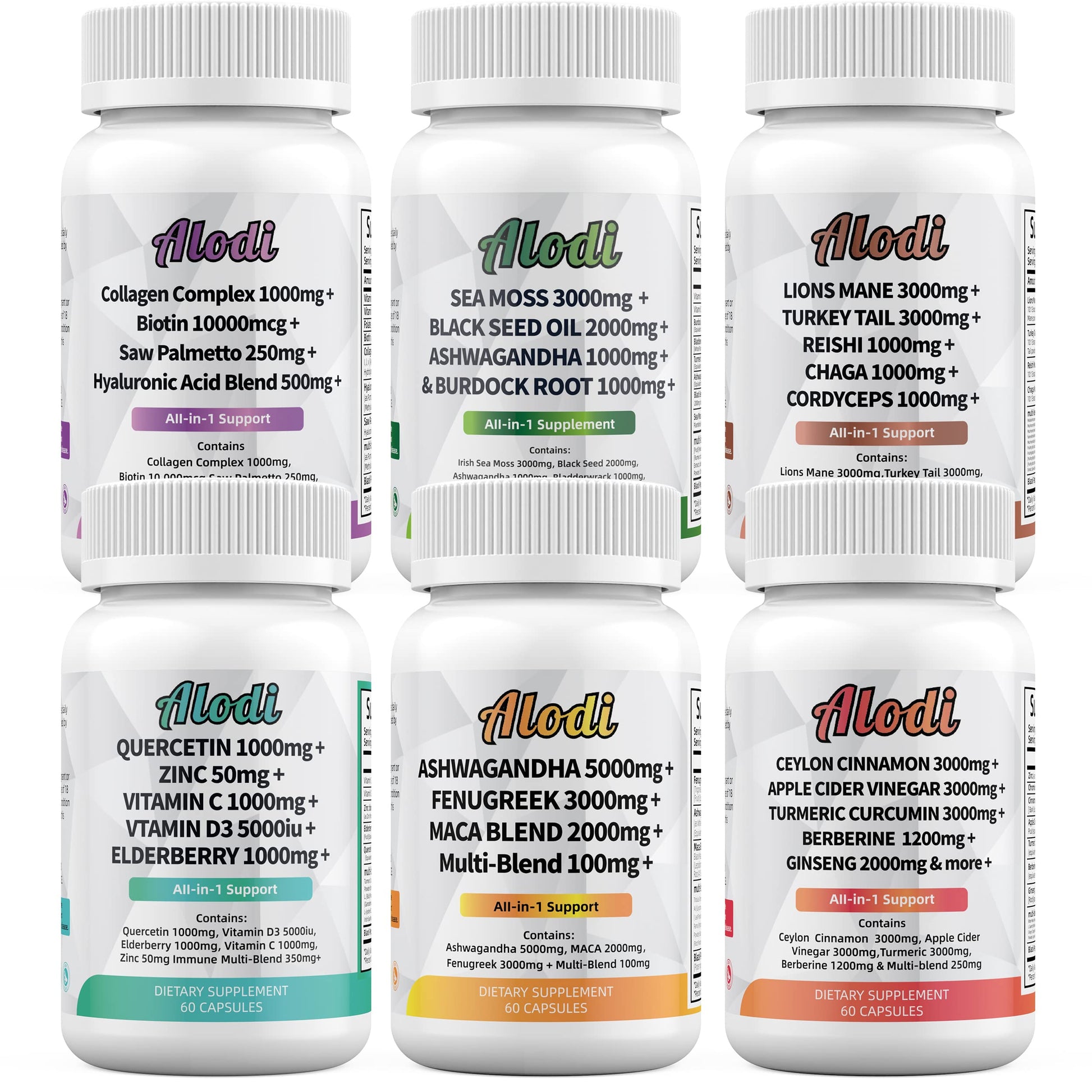 Sea Moss 3000mg Black Seed Oil 2000mg Ashwagandha 1000mg Turmeric 1000mg AlodiBuy Supplements Australia