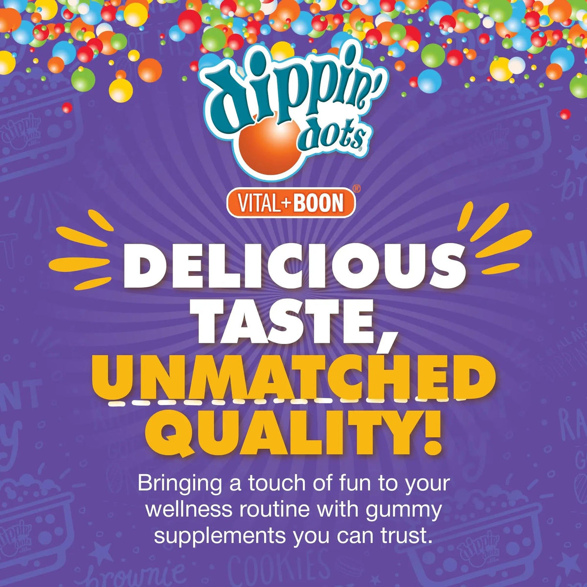 Vital+Boon Dippin' Dots - Multivitamin Gummies for Adults - Gummy Vitamins with Vitamin A, B6, C, D3, E & Folic Acid - Vegetarian Vital+Boon