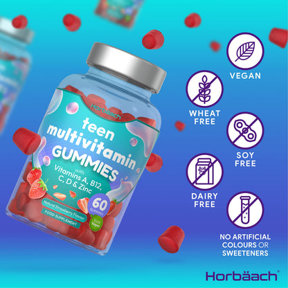 Multivitamins for Teens | 60 Vegan Gummies | 14 Essential Nutrients | with Vitamin A, B12 HorbäachBuy Supplements Australia