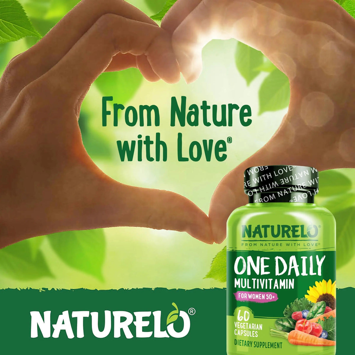 NATURELO One Daily Multivitamin for Men 50+, 60 Capsules and One Daily Multivitamin for Women 50+ (Iron Free), 60 Capsules Bundle - 2 Month Supply NATURELO