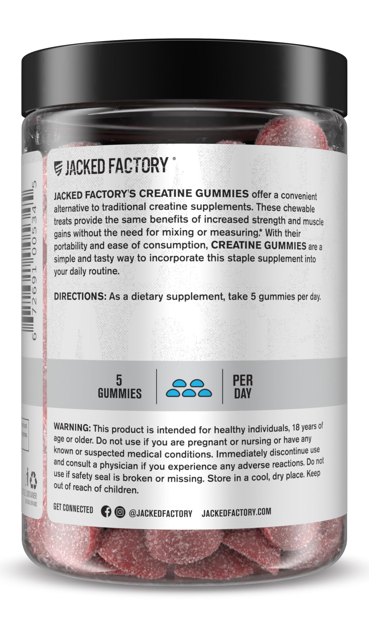 Jacked Factory Creatine Gummies 5g Daily Dose (1g per Gummy) - Creatine Gummy for Men and Women, Vegan-Friendly, Travel-Friendly, Third-Party Tested - 150 Gummies, Blue Raspberry Jacked FactoryBuy Supplements Australia