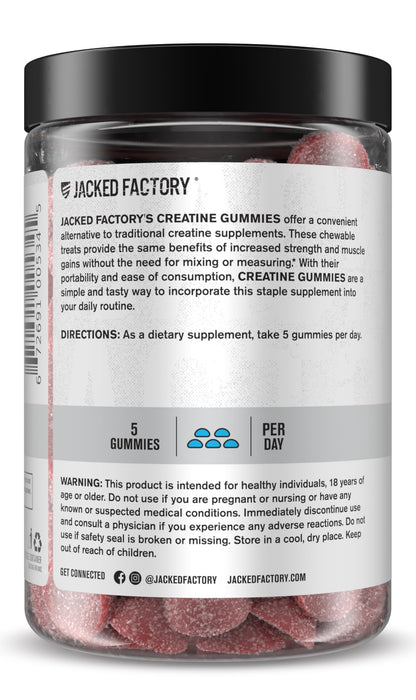 Jacked Factory Creatine Gummies 5g Daily Dose (1g per Gummy) - Creatine Gummy for Men and Women, Vegan-Friendly, Travel-Friendly, Third-Party Tested - 150 Gummies, Blue Raspberry Jacked FactoryBuy Supplements Australia