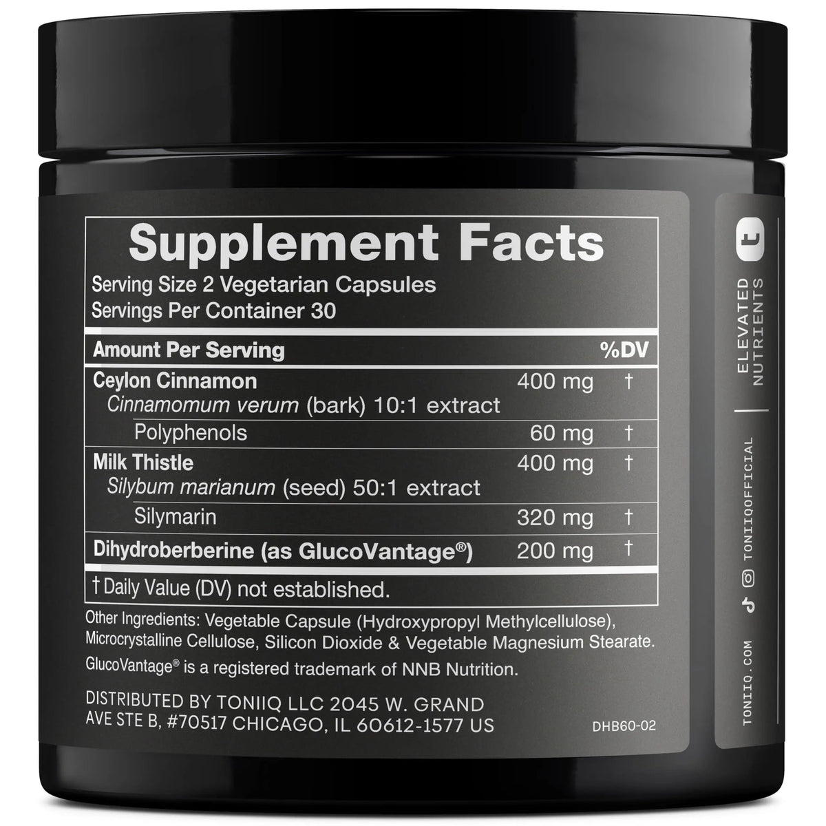 Toniiq Dihydroberberine Supplement - Ultra High Potency 1,000mg Formula with GlucoVantage, 10:1 Ceylon Cinnamon & 50:1 Milk Thistle - Third-Party Lab Tested Toniiq buy supplements Au