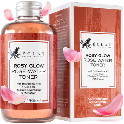 Eclat Skincare Rose Water Toner – Hydrating Toner for Face - Rosewater with Hyaluronic Acid & Aloe Vera - Alcohol Free & Skin Soothing Formula - Rejuvenating & Calming Facial Skin Care Eclat Skincare buy supplements Au