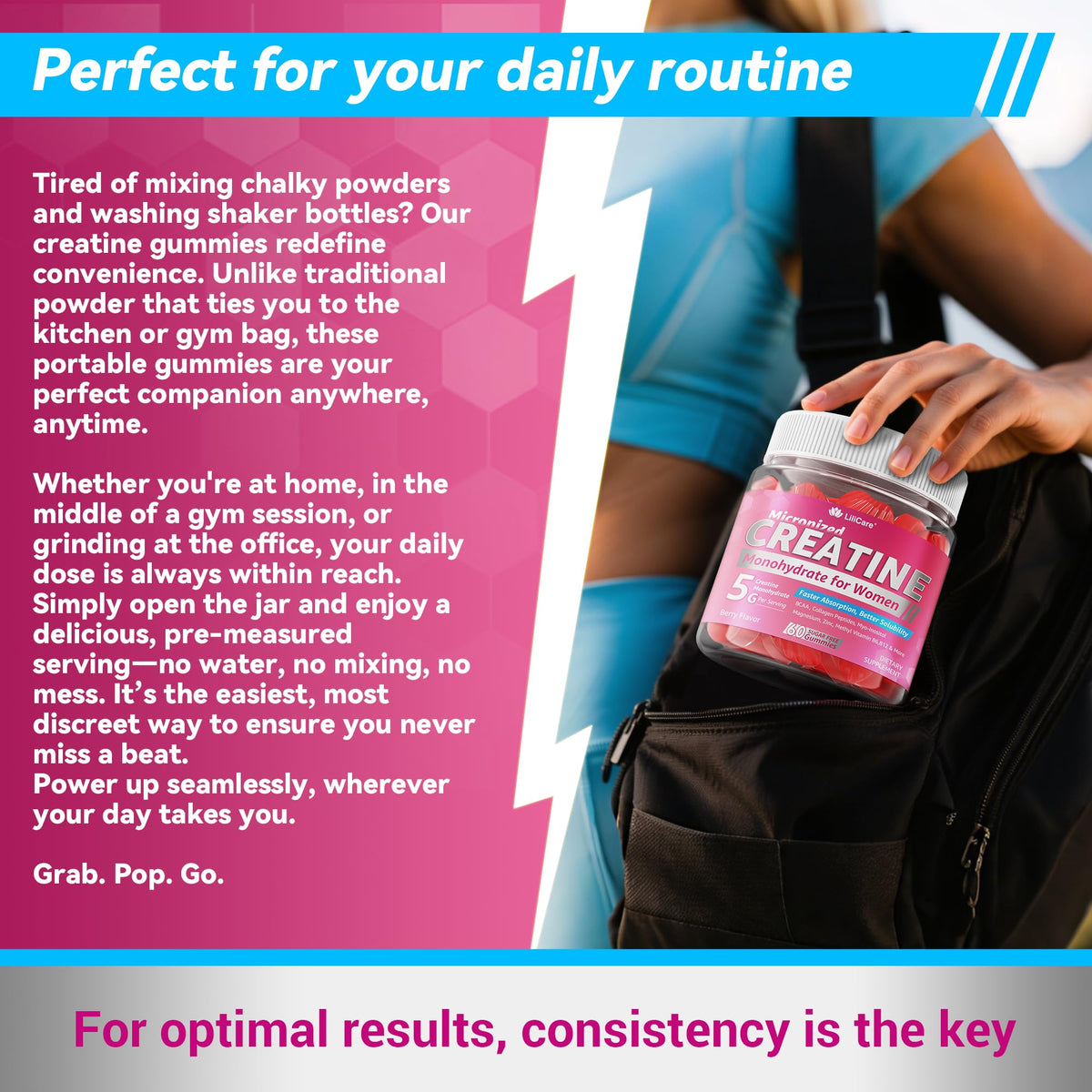 Creatine for Women Gummies, Micronized Creatine Monohydrate + Myo-Inositol, Collagen Peptides, BCAAs, Hyaluronic Acid, Vitamin B6 B12, Zinc for Enërgy, Föcus, Hörmonal Balance, Sugar Free, 120 Counts LILICAREBuy Supplements Australia