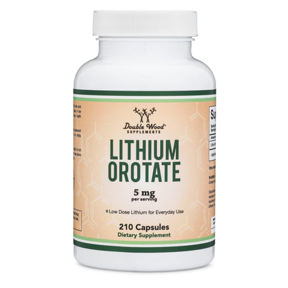 Lithium Orotate 5mg of Elemental Lithium for Cognition and Brain Health, 210 Capsules (Third Party Tested, Vegan Safe, Non-GMO) by Double Wood Supplements Double Wood SupplementsBuy Supplements Australia