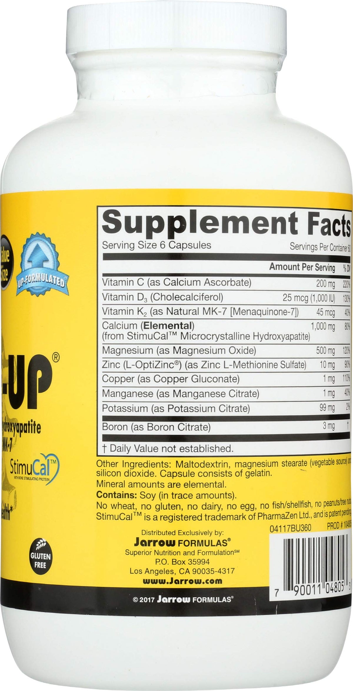 Jarrow Formulas BoneUp for Bone Density - Vitamin D3 and K2, Calcium Support, 360 Capsules, Promotes Skeletal Nutrition, Up to 60 Days Supply Jarrow FormulasBuy Supplements Australia