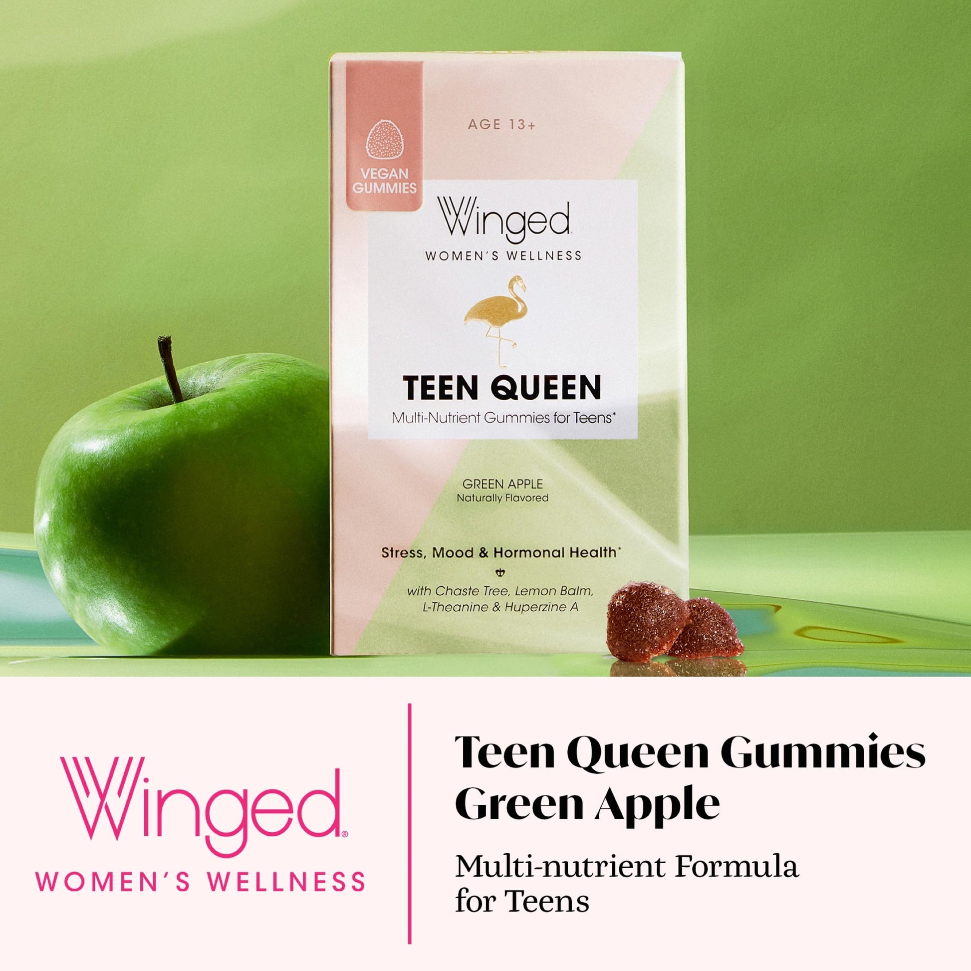 Winged Wellness Multivitamin Gummies for Teen Girls - Teen Vitamins for Mood & Hormonal Health - Vegan Gummy Supplement with Chaste Tree, Lemon Balm, L-Theanine, Probiotics & Biotin - 50 Gummies Winged WellnessBuy Supplements Australia