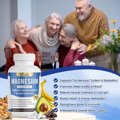1000mg Magnesium Complex for Women & Men*, 8 Elemental with Magnesium Glycinate, Citrate, Malate, Taurate, Oxide, Carbonate, Aspartate, Orotate for Bones, Muscle