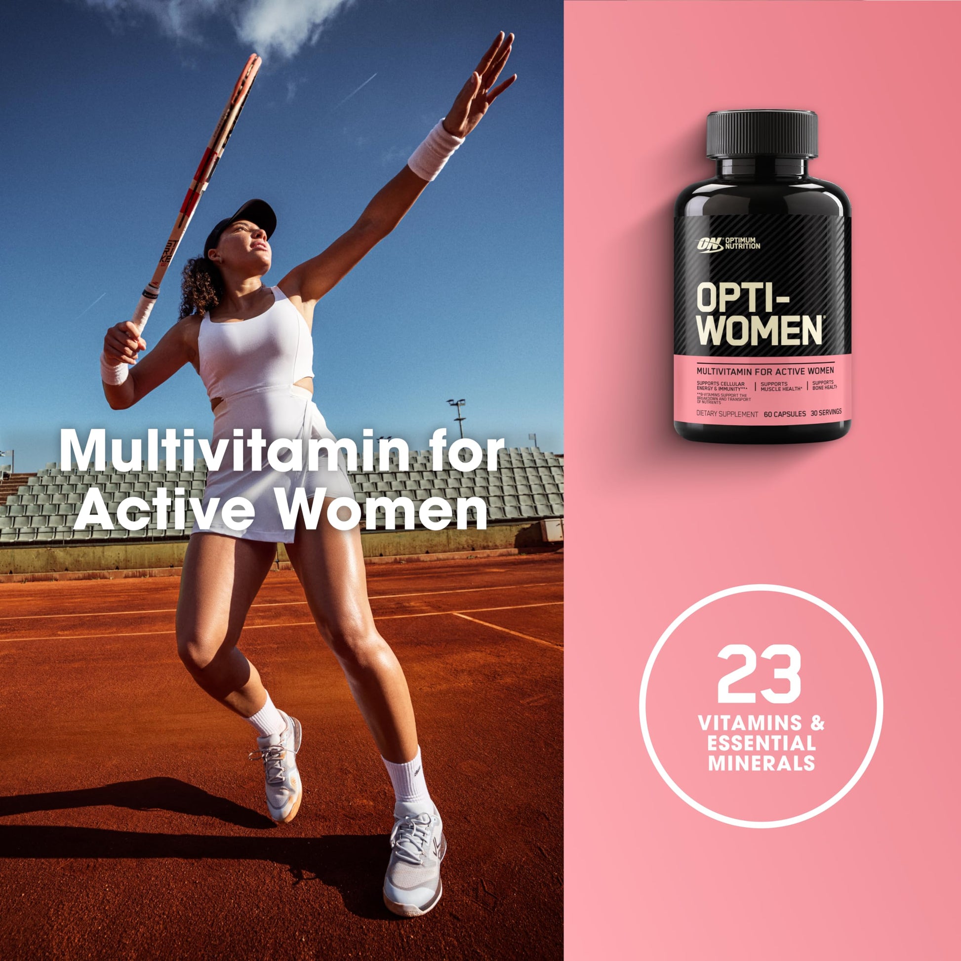 Optimum Nutrition Opti-Women, Vitamin C, Zinc and Vitamin D for Immune Support Womens Daily Multivitamin Supplement with Iron, Capsules, 120 Count Optimum NutritionBuy Supplements Australia