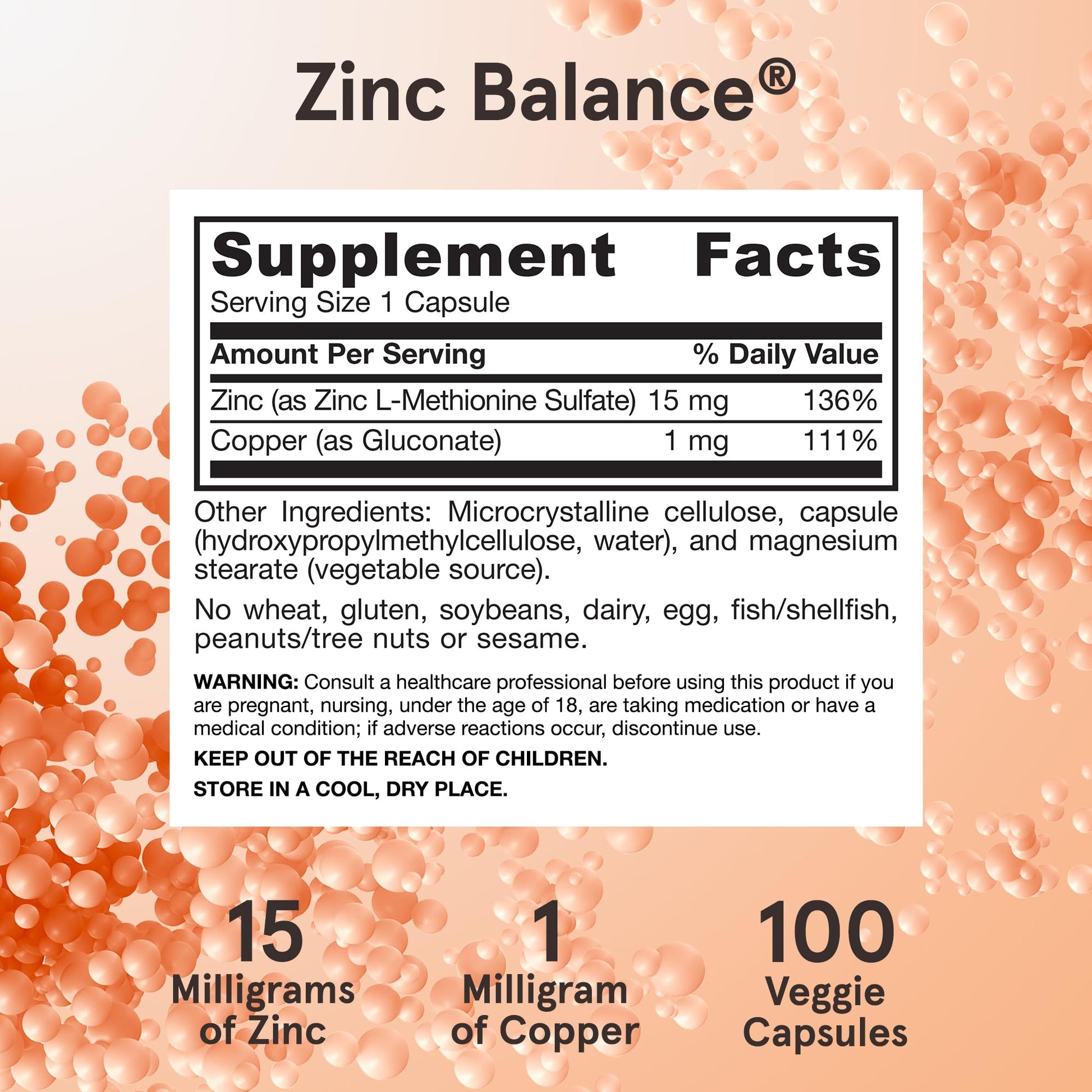Jarrow Formulas Zinc Balance 15 mg - 100 Servings (Veggie Caps) - Zinc with Copper - Essential Minerals for Immune System Support - Immune Support Supplement - Gluten Free Copper Supplement, Vegan Jarrow FormulasBuy Supplements Australia