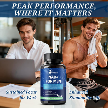 Femmetra NAD+ Supplements for Men with Saw Palmetto | All-in-One Cellular Energy, Prostate Support & Nitric Oxide Supplement with Resveratrol, L-Arginine | Non-GMO, 120 Capsules FemmetraBuy Supplements Australia