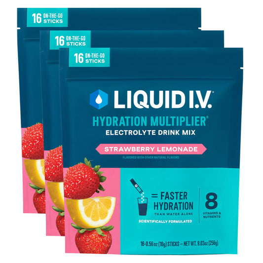 Liquid I.V.® Hydration Multiplier - Strawberry Lemonade | Electrolyte Powder Drink Mix | 3 Pack (48 Servings) Liquid I.V.Buy Supplements Australia