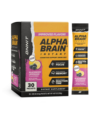 ONNIT Alpha Brain Instant Cognitive Support Drink Mix, BlackBerry Lemonade Flavor, Nootropic Supplement for Focus, Memory, and Clarity, 0.13 oz Packets, 30 Count ONNITBuy Supplements Australia
