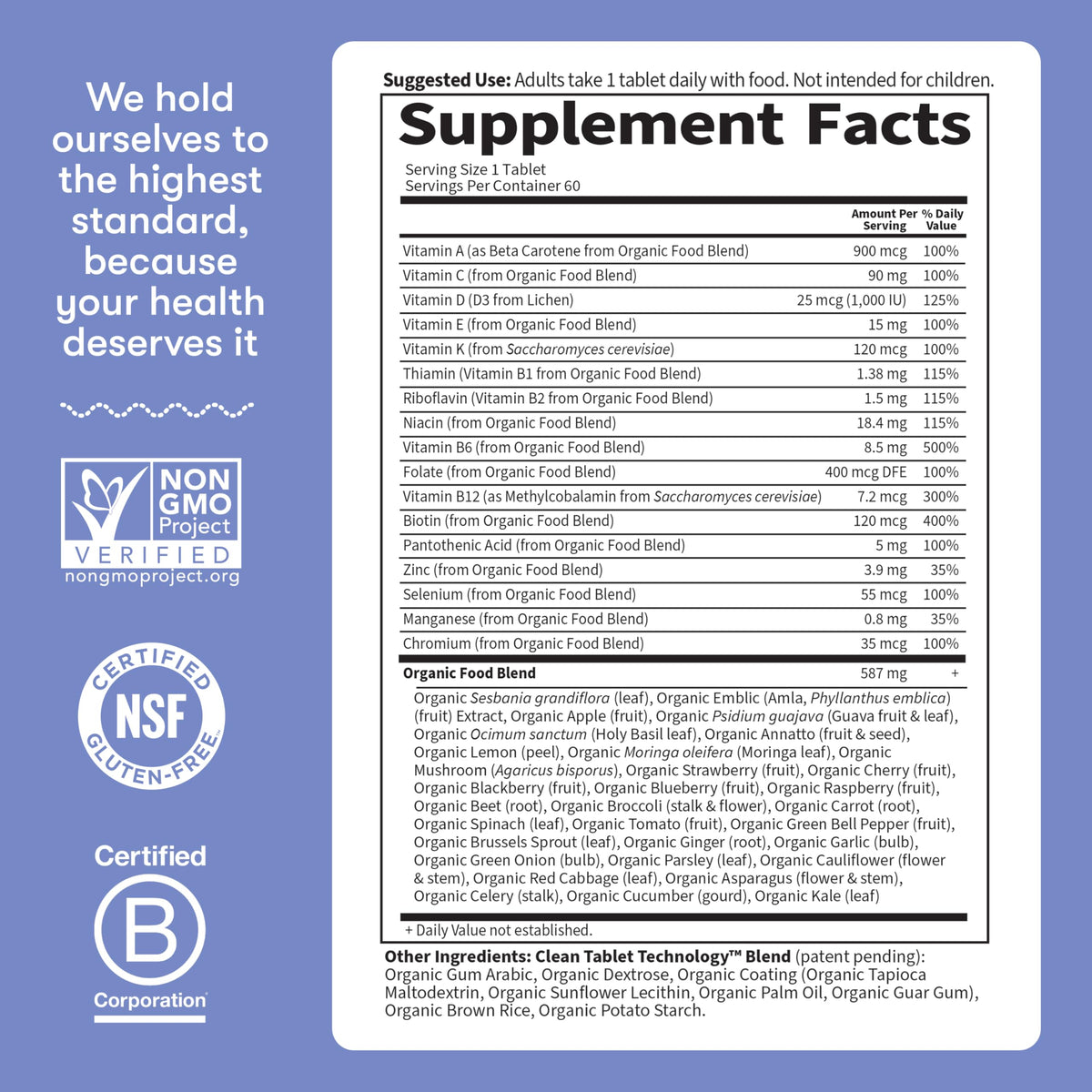 Garden of Life Once Daily Whole Food Multivitamin for Men, Organic Mens Vitamins & Minerals, Vitamin C, Zinc, Vegan, for Health & Well-Being, 60 Tablets Garden of LifeBuy Supplements Australia