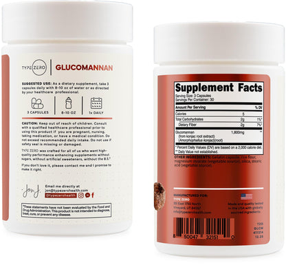 Type Zero Clean Glucomannan Konjac Root Extract (90 Capsules)(1,800 MG Per Serving) - 30 Servings, Non-GMO, Gluten Free Type ZeroBuy Supplements Australia