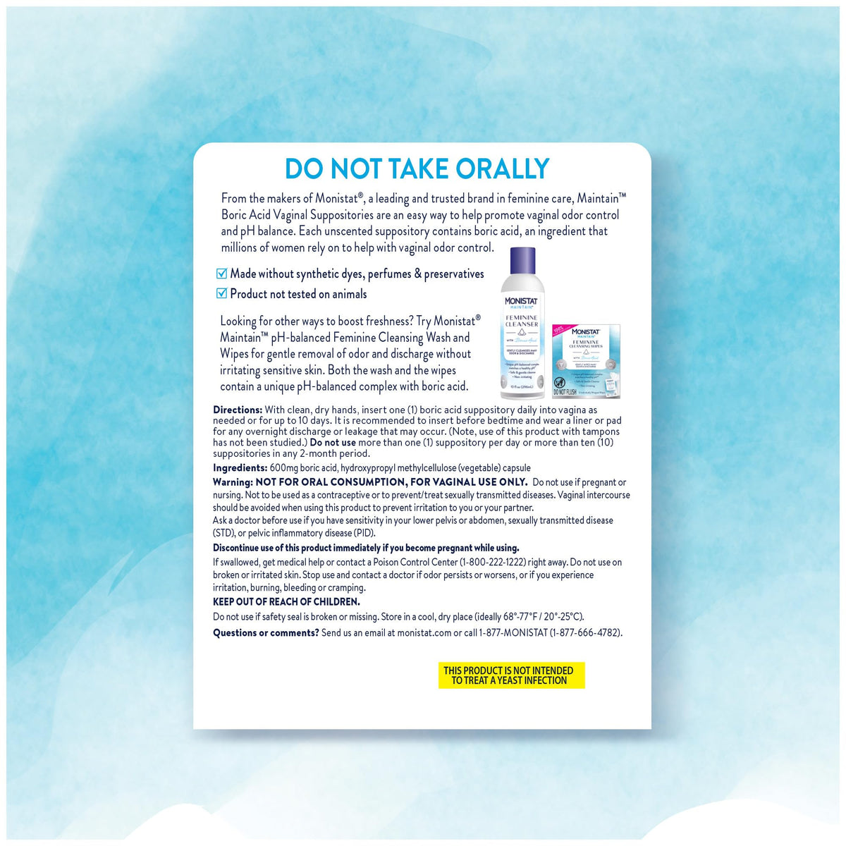 from The Makers of Monistat, Maintain Boric Acid Suppositories for Women, Fragrance-Free Inserts for Vaginal Odor Control and pH Balance Without Irritation, 30 Count MonistatBuy Supplements Australia
