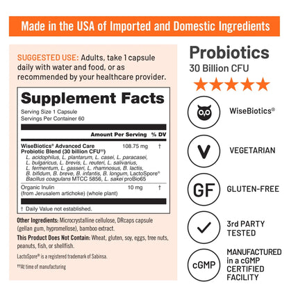 NatureWise Max Probiotics for Women & Men - 30 Billion CFU 18 Strains With Prebiotics - For Gut & Digestive Health - Delayed-Release Capsules, Gluten Free - 60 Capsules[2-Month Supply] NatureWise buy supplements Au