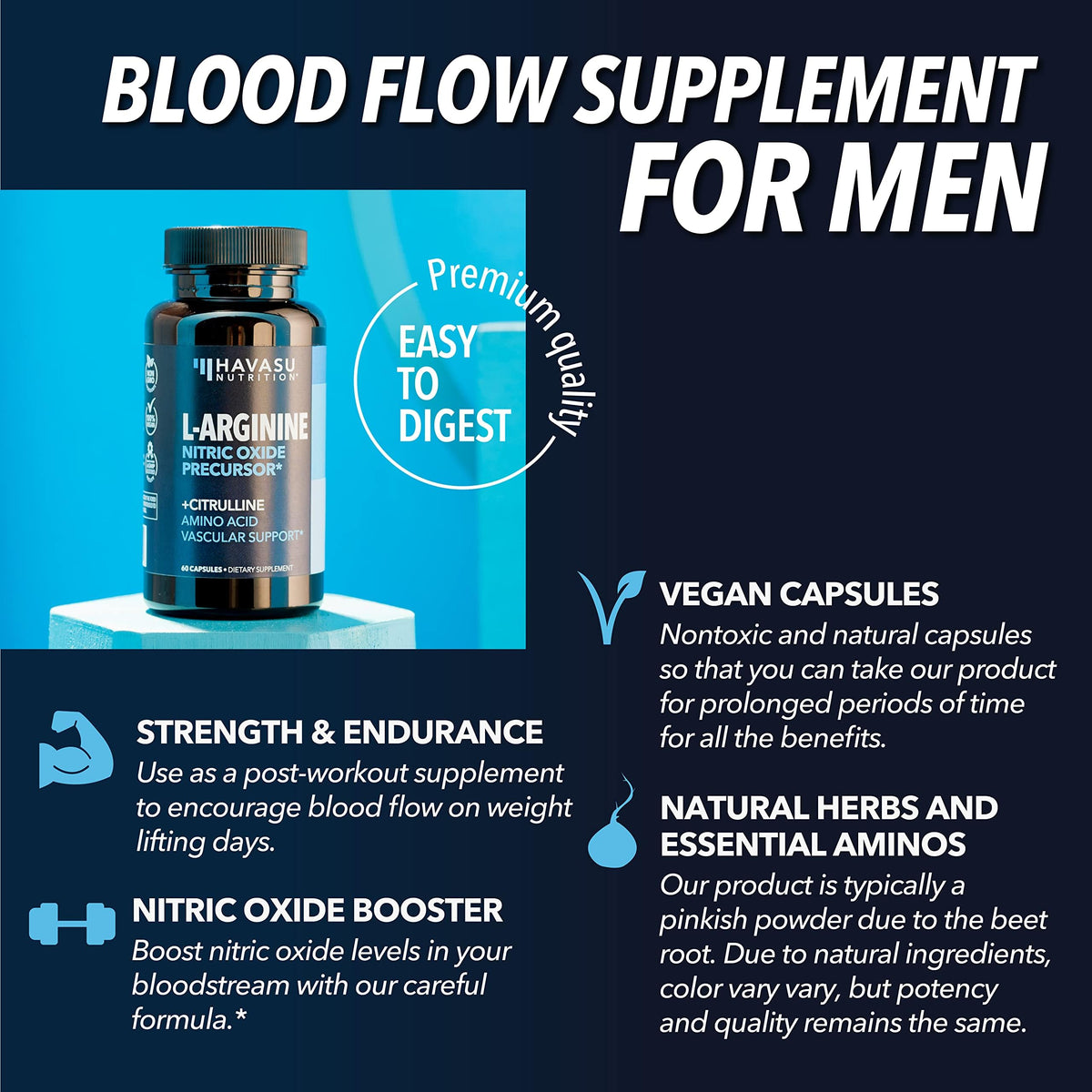 Extra Strength L Arginine - 1200mg Nitric Oxide Supplement for Muscle