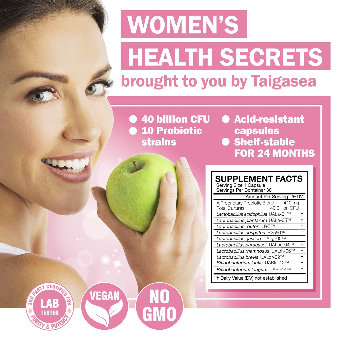 TAIGASEA Probiotics for Women, 40 Billion CFU, 10 Strains for Yeast Control, Vaginal and Urinary Tract Health TAIGASEABuy Supplements Australia