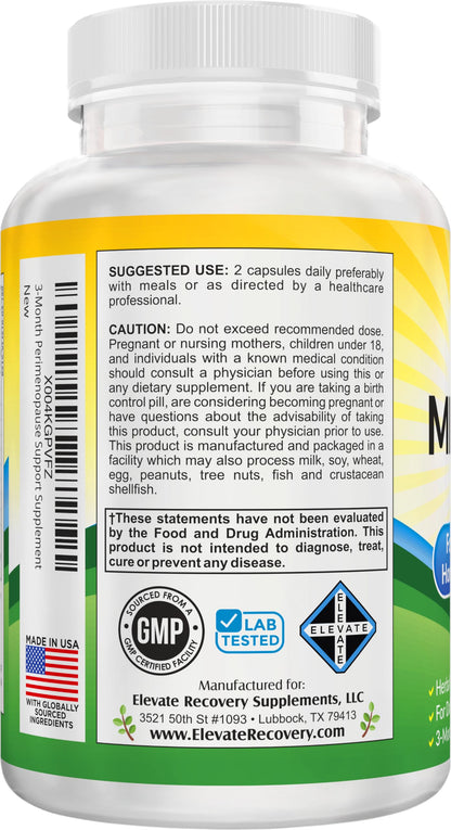 Perimenopause Support (3-Month) Supplement Blend | Women's Health & Hormone Support with 11 Herbs & Extracts | Female Hormonal Balance Supplements | 90-Day Bulk Supply | 180 Capsules Elevate Recovery SupplementsBuy Supplements Australia
