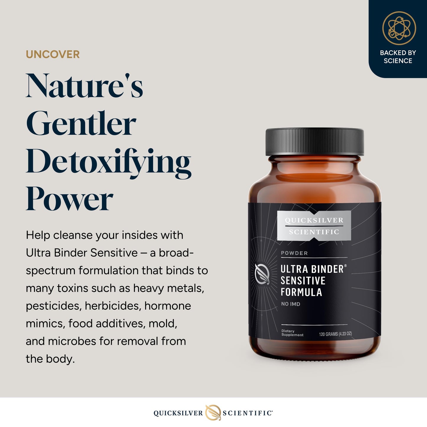 Quicksilver Scientific Ultra Binder Sensitive Formula - Gut Health Supplement with Activated Charcoal, Bentonite Clay - Cleansing Support Powder (120g) Quicksilver ScientificBuy Supplements Australia