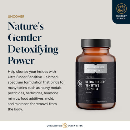 Quicksilver Scientific Ultra Binder Sensitive Formula - Gut Health Supplement with Activated Charcoal, Bentonite Clay - Cleansing Support Powder (120g) Quicksilver ScientificBuy Supplements Australia