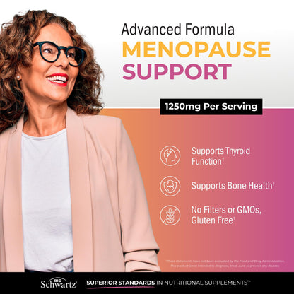 Herbal Menopause Support for Women - Supports Healthy Mood and Balance with Milk Thistle Chasteberry Black Cohosh Red Clover Turmeric Ginger - Menopause Supplements for Women - 60 Veggie Capsules BioSchwartzBuy Supplements Australia