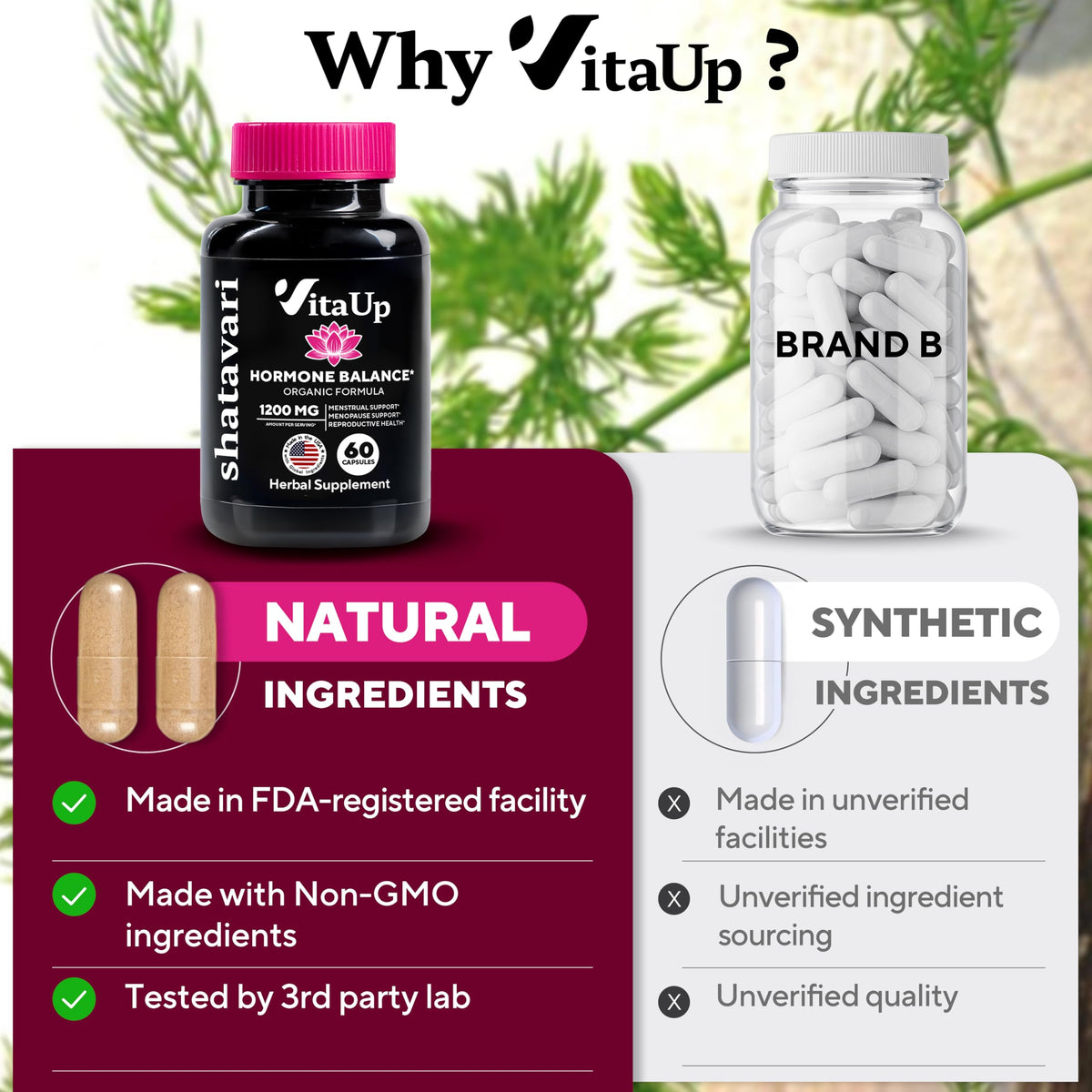 VitaUp Shatavari Capsules for Women 1200mg - USA Made Shatavari Root Supplement for Normal Hormonal Support, Menopause & Menstrual Wellness - 60 Vegan Capsules VitaUpBuy Supplements Australia
