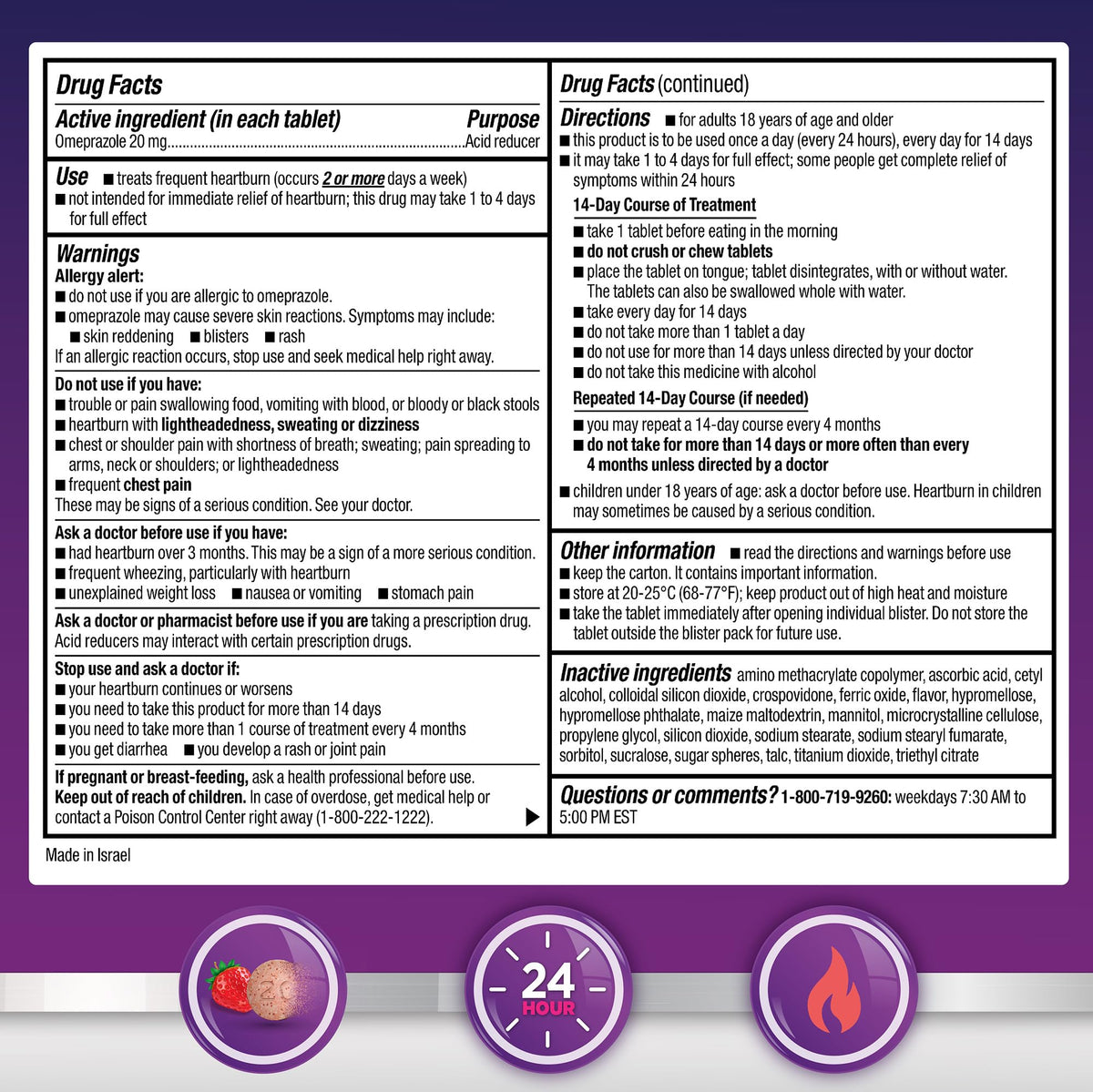GoodSense Omeprazole Delayed Release Orally Disintegrating Tablets 20 mg, Strawberry Flavor, Dissolve Tabs, Treats Frequent Heartburn, Acid Reducer, Heartburn Medicine, 42 Tablets GoodSense buy supplements Au