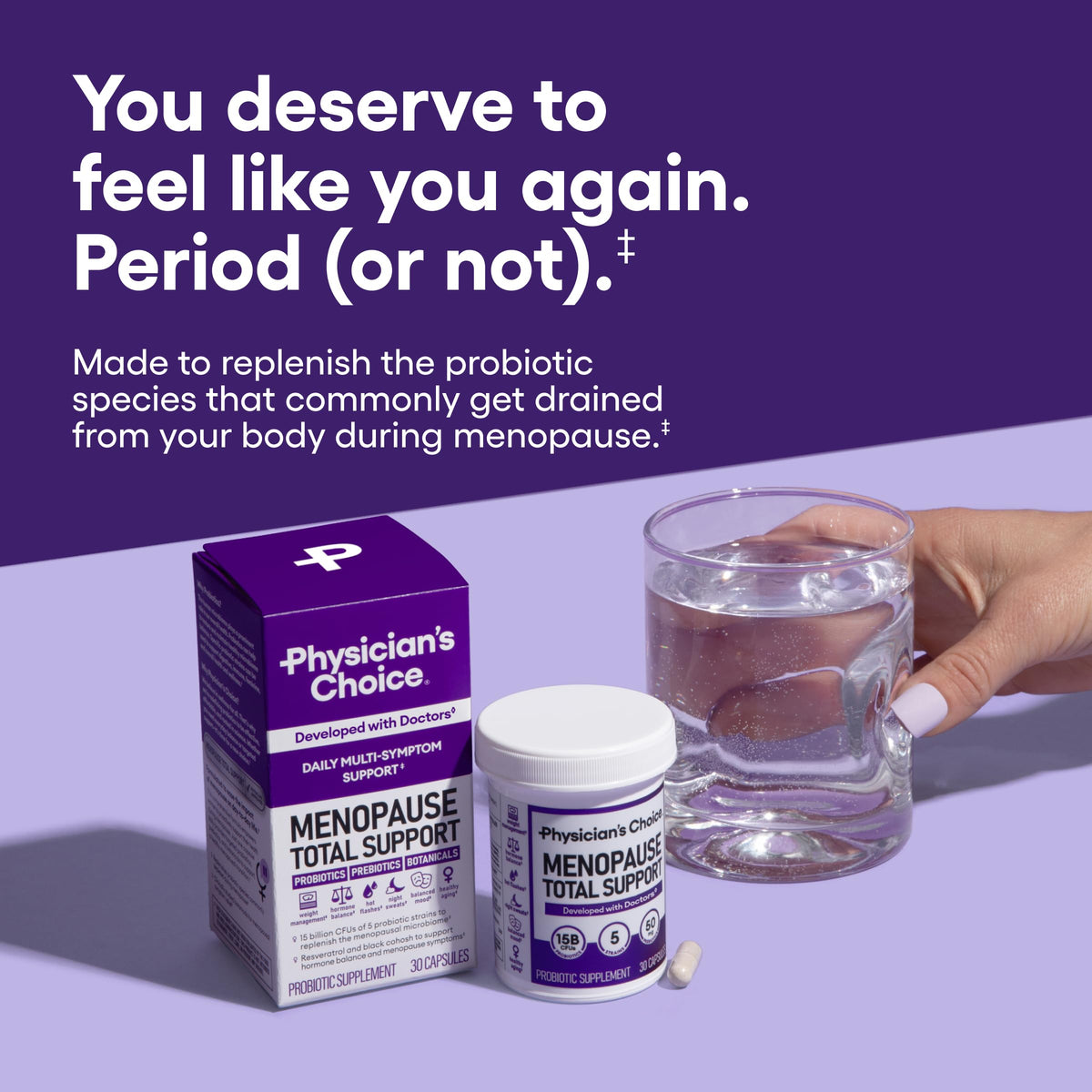 Physician's CHOICE Menopause Probiotic Supplement for Women - Supports Hormone Balance, Hot Flashes, Night Sweats, Weight Management, Bloating & Gut Health - with Black Cohosh, Resveratrol+ - 30ct Physician's CHOICEBuy Supplements Australia