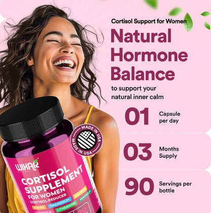 WIXAR Cortisol Supplements for Women with Ashwagandha, Magnesium, L-Theanine, Rhodiola Rosea - for High Cortisol Balanace Manager - for Sleep Support, Mood & Focus Supplement - 90 Capsules WIXAR NATURALSBuy Supplements Australia