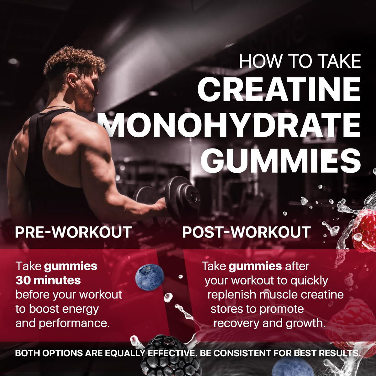 Hofnie Creatine Monohydrate Gummies 5000 mg – Vegan, Sugar-Free Pre Workout Creatine for Men & Women – Raspberry & BlackBerry Flavored Chewable Creatine Monohydrate, 120 Gummies (30-Day Supply) HofnieBuy Supplements Australia