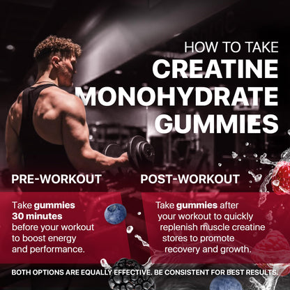 Hofnie Creatine Monohydrate Gummies 5000 mg – Vegan, Sugar-Free Pre Workout Creatine for Men & Women – Raspberry & BlackBerry Flavored Chewable Creatine Monohydrate, 120 Gummies (30-Day Supply) HofnieBuy Supplements Australia