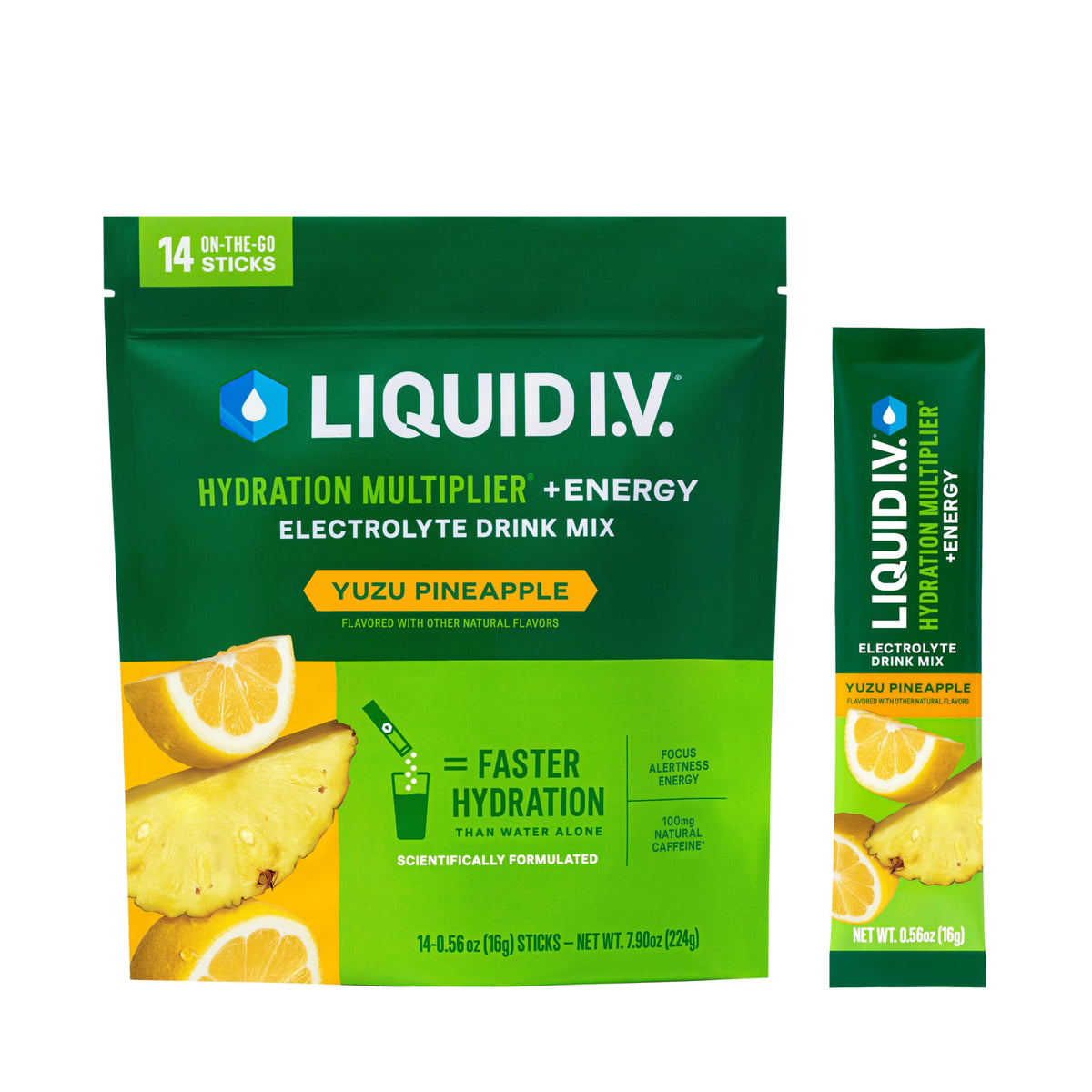 Liquid I.V.® Hydration Multiplier +Energy - Yuzu Pineapple | Electrolyte Powder Drink Mix | 1 Pack (14 Servings) Liquid I.V.Buy Supplements Australia