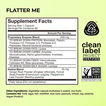 HUM Flatter Me Digestive Enzymes for Women & Men, Digestive Health Bloating Supplement with Ginger & Peppermint Leaf, Fast Acting Anti Bloat Pills Multi Enzyme for Debloating, Vegan, 60 Capsules HUMBuy Supplements Australia