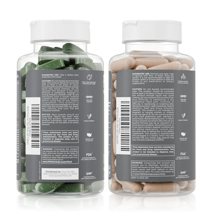 Pure for Men Original Stay Ready Fiber Supplement (120 Capsules) + Vegan Multivitamin (120 Capsules) Pure for MenBuy Supplements Australia