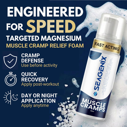 Seagenix Muscle Cramp Relief Foam – Fast-Acting Magnesium for Leg & Calf Cramps – Quick-Activation Comfort, Ready for Instant Use in Seconds – Day or Night SeagenixBuy Supplements Australia