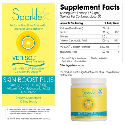 Hydrolyzed Collagen Powder - Sparkle Skin Boost Plus (No Flavor) [30-Serves] Verisol Pept Sparkle CollagenBuy Supplements Australia