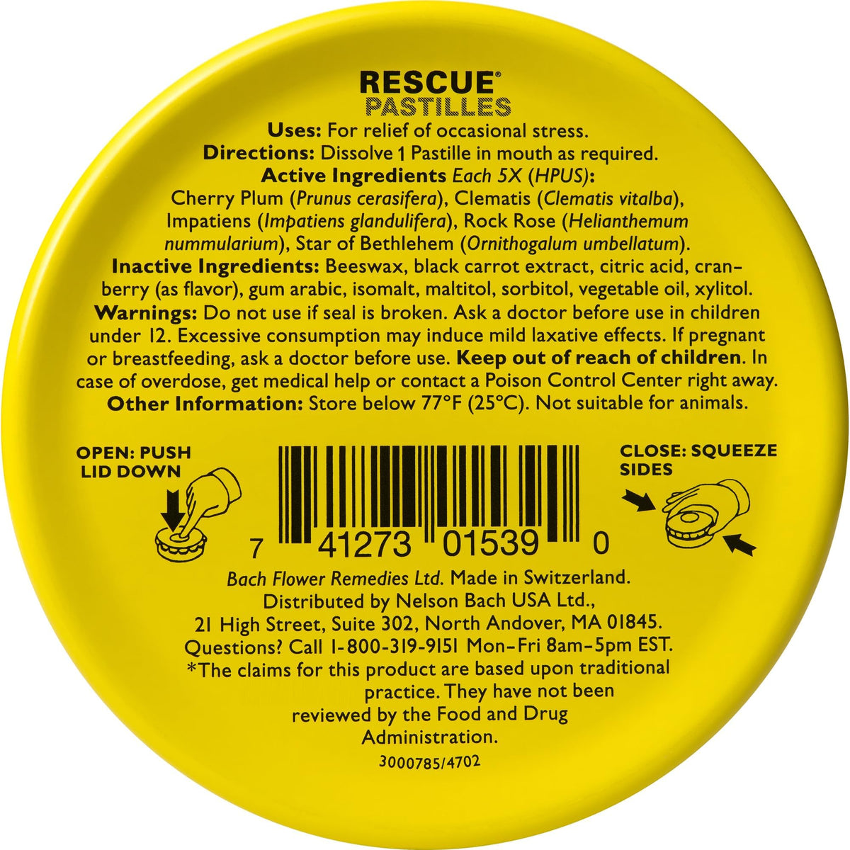 Rescue Bach PASTILLES, Cranberry Flavor, Stress Relief Lozenges, Homeopathic, Flower Eessences, 35 Count RESCUE buy supplements Au